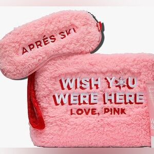 Victoria's Secret PINK "Warm & Cozy" gift set with a fleece bag, and eye mask.